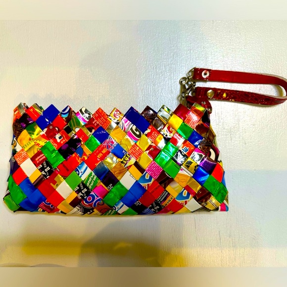 Vintage Nahui Ollin candy wrapper clutch, handmade-no two are alike, Collectible - Picture 1 of 6